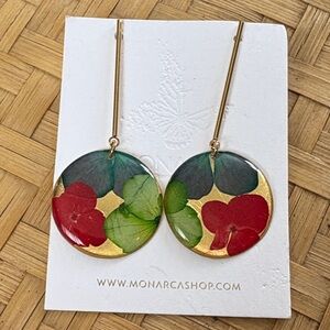 Monarca Gold and Red Floral Earrings